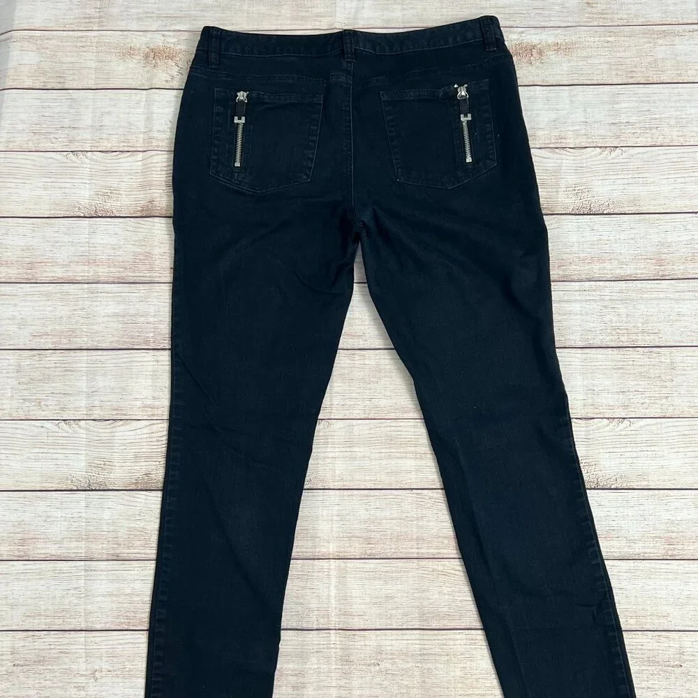 Michael Kors‎ Skinny Jeans Womens 6 Black Zipper Back Pocket Stretch Denim Pants